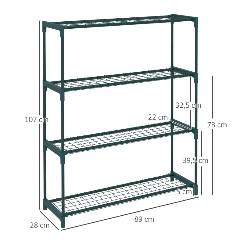 Outsunny Scaffale Porta Piante a 4 Livelli da Esterno e Interno in Acciaio, 89x28x107cm, Verde
