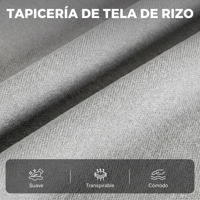 HOMCOM Sillón de Masaje Reclinable con Masaje Calor Lumbar Asiento con Muelles Reposapiés Cojín Lumbar Tejido Rizo Gris