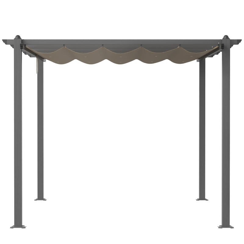 Outsunny 3 x 4m Aluminium Pergola, with Retractable Roof - Khaki