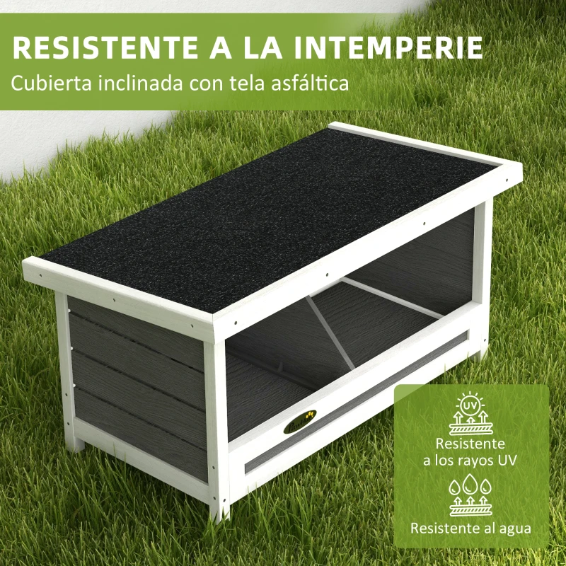 PawHut Ponedero para Gallinas de Madera Caja Nido para 2 Gallinas con 2 Departamentos y Techo Asfáltico Gris