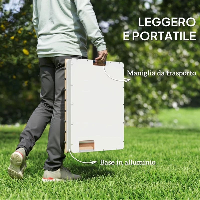 Outsunny Doccia da Giardino Portatile con Altezza Fino a 4 m e Getti d'Acqua Regolabili, 70x55 cm, Legno