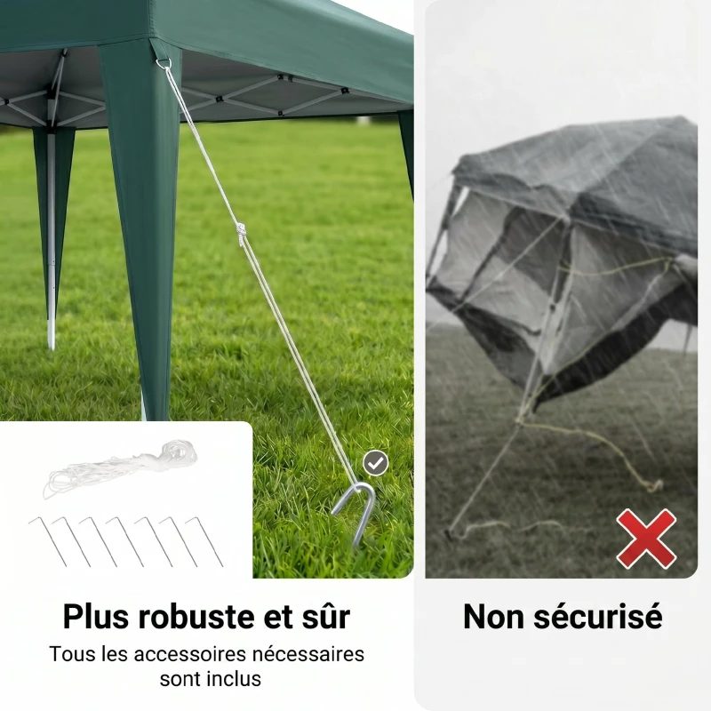 Outsunny Tonnelle barnum de jardin pop-up pliant 2,4 x 2,4 m acier polyester anti UV avec sac de transport vert foncé
