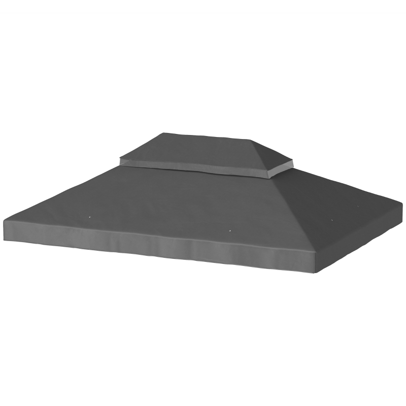 Outsunny Copertura per Gazebo da Giardino 3x4 m a 2 Livelli in Tessuto Oxford 600D con Fori di Drenaggio, Grigio Scuro