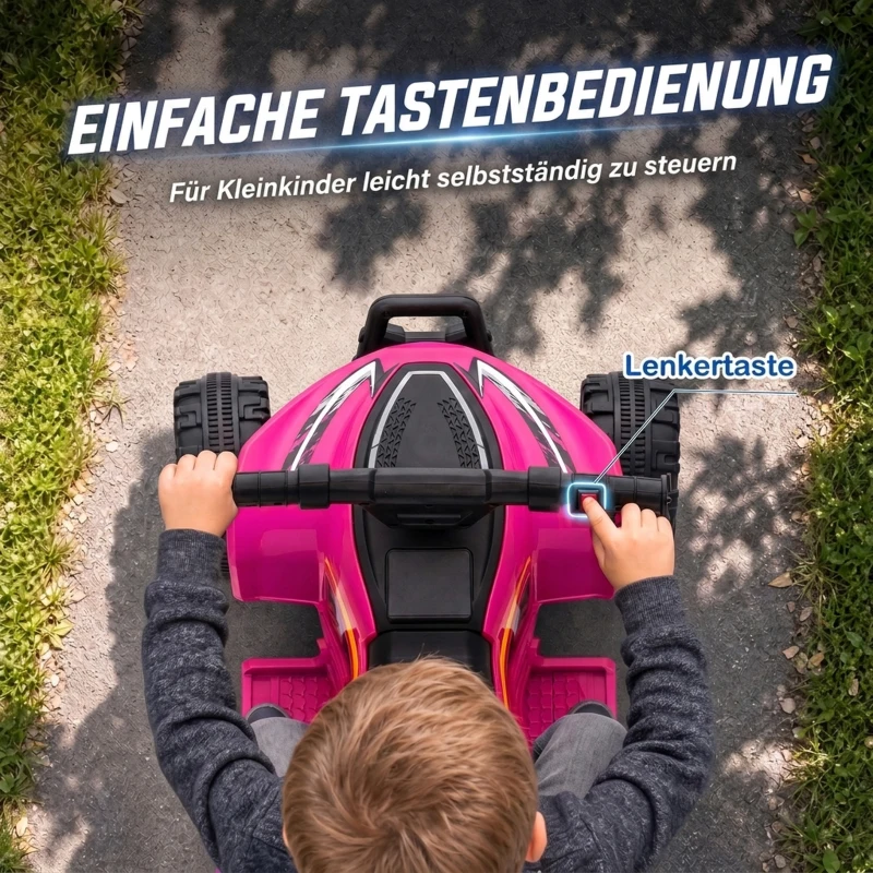 AIYAPLAY Kinder Quad Elektro 6V Kinderquad mit Lithium-Akku Vorwärtsfunktion Lenkerknopf-Steuerung 1,5-2 Jahre Hellrot