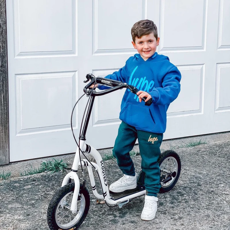 HOMCOM Monopattino con Manubrio Regolabile, Ruote Grandi, 2 Freni e Telaio in Metallo, per Bambini 5+ Anni, Max 100kg, 120x58x85-95cm, Bianco
