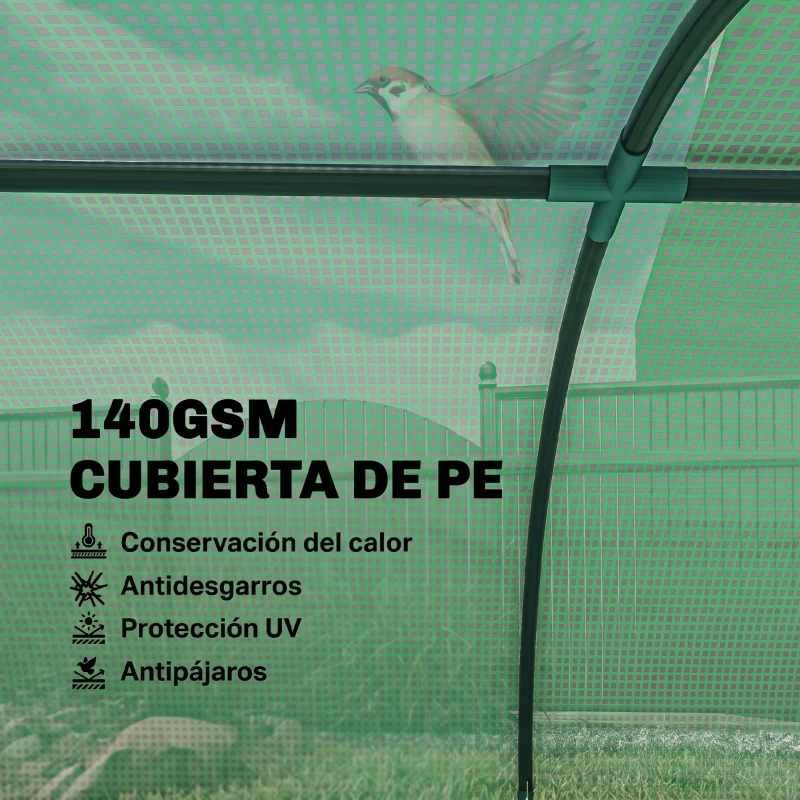 Outsunny Invernadero Pequeño para Cultivo de Plantas con 4 Ventanas Marco de Acero y Cubierta de PE Anti-UV 200x80x45 cm Verde