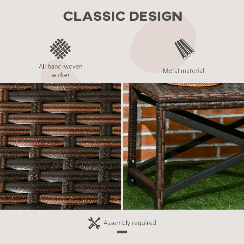 Outsunny Outdoor Coffee Table Side Table with X-Shape Frame for Patio, Balcony, Mixed Brown