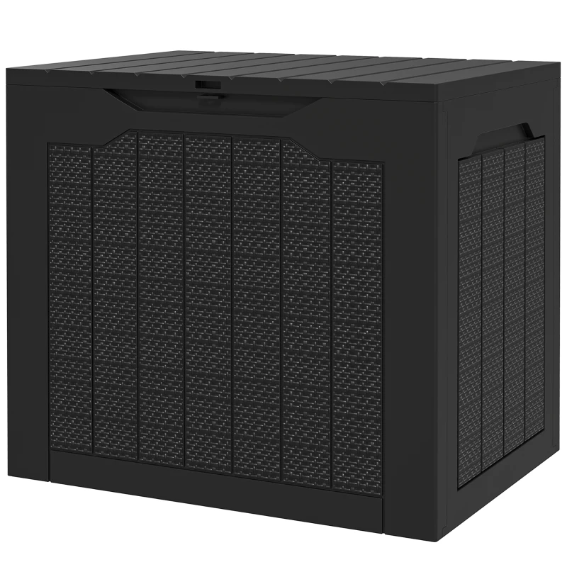 Outsunny Baúl de Almacenaje Exterior de Polipropileno Impermeable con Asas y Soporte para Candado 56x41x50 cm Negro