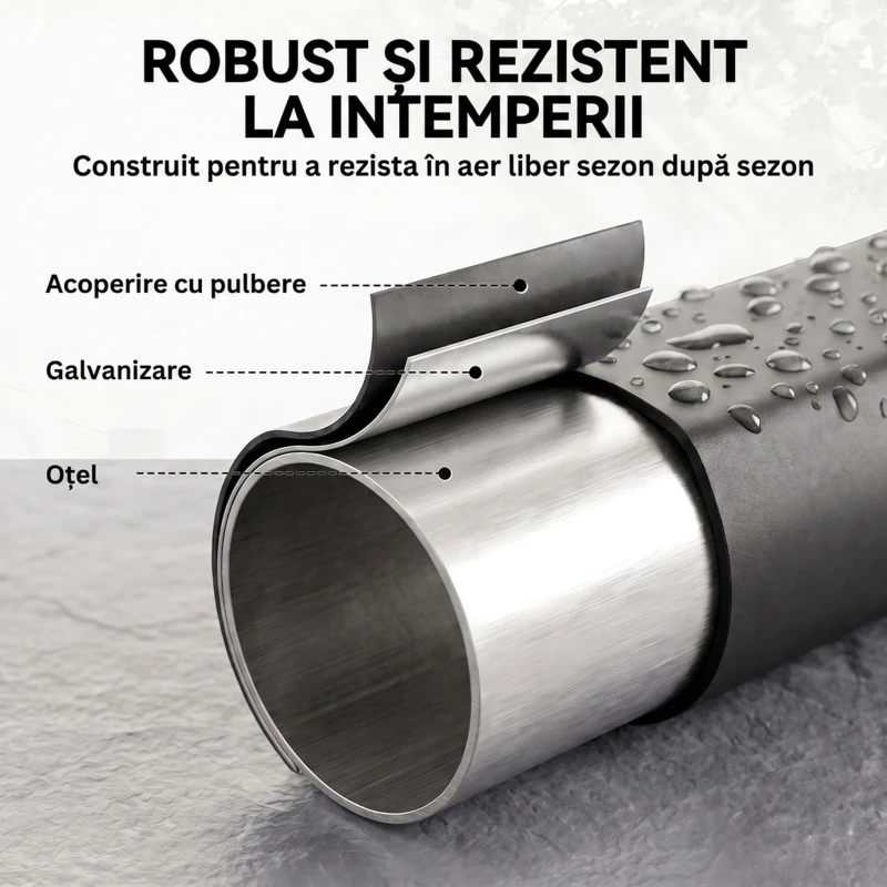 Outsunny Suport Lemne de Foc Interior și Exterior din Oțel Galvanizat cu Husă Oxford, 500 kg, 260x38x118 cm, Negru