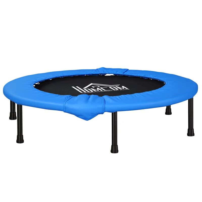 HOMCOM Φ96cm Mini Fitness Trampoline Home Gym Yoga Exercise Rebounder Indoor Outdoor Jumper with Safety Pad, Support Up to 100 KG, Blue and Black