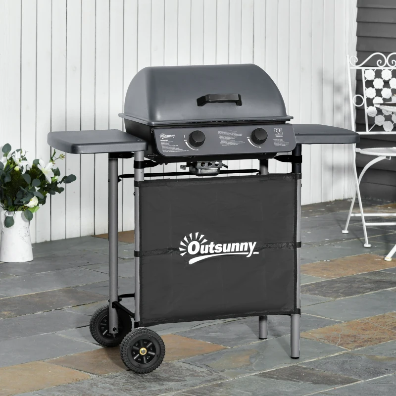 Outsunny 2 x 2.8kW Burner Gas BBQ - Grey