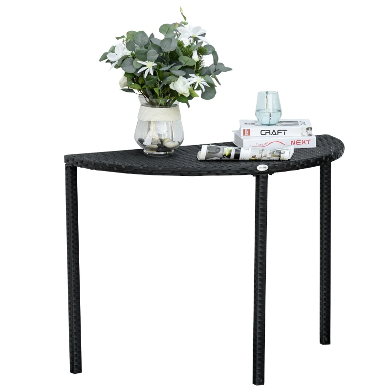 Outsunny Table de jardin demi cercle - table de balcon demi lune - 100L x 50l x 74H cm résine tressée 4 fils imitation