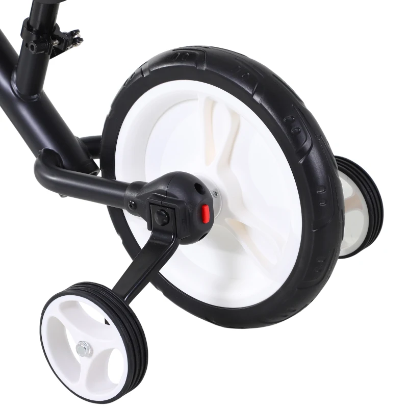HOMCOM Bici Senza Pedali per Bambini da 2-5 Anni con Sellino Regolabile, Ruote Ausiliarie e Pedali, Nero