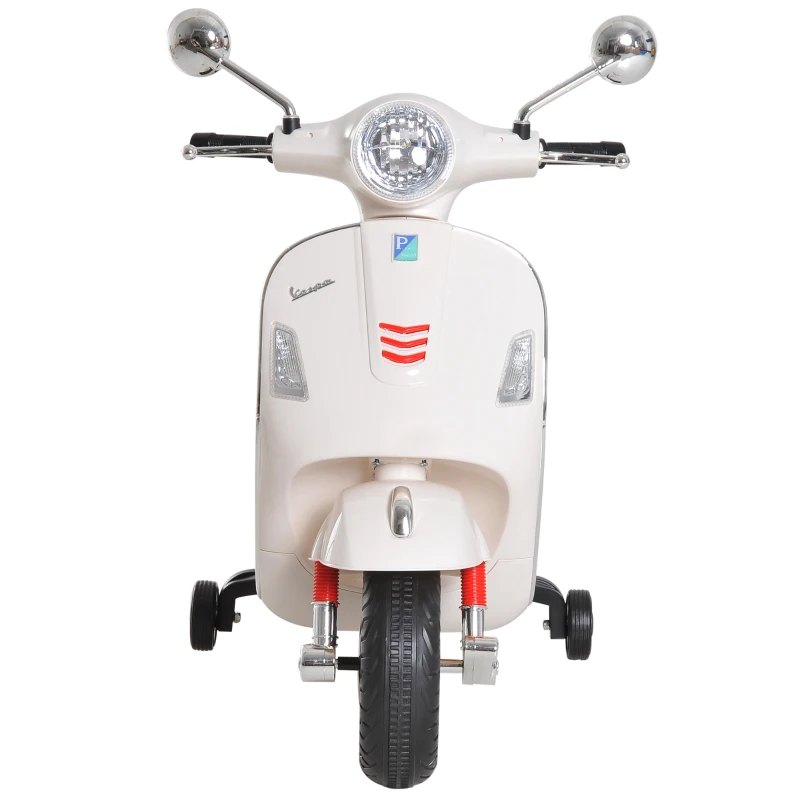 HOMCOM Moto Elettrica per Bambini Design Vespa, Batteria 6V con Suoni e Luci, Età 3-6 Anni, Bianco