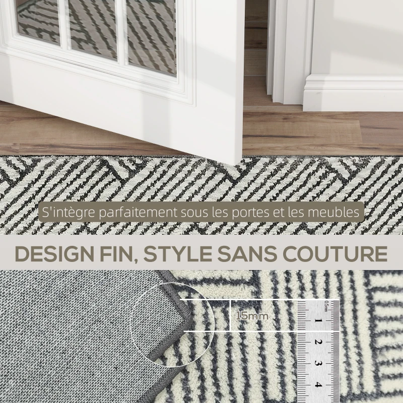 HOMCOM Tapis salon 200 x 140 cm poils courts lavable en machine hypoallergénique pour salon, chambre à coucher, bureau, gris