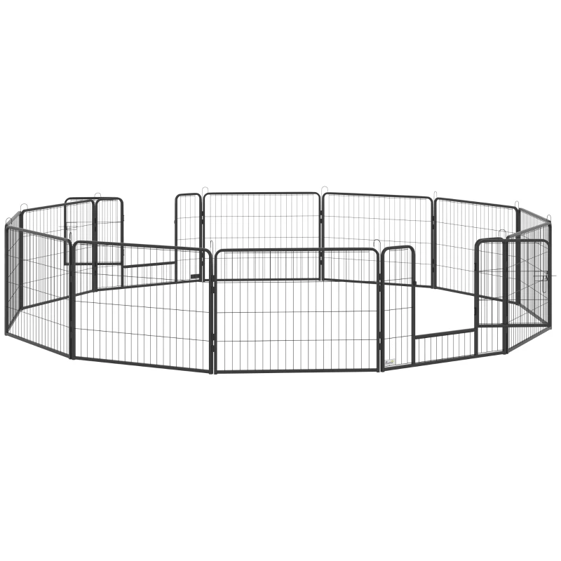 PawHut 12 Panels Heavy Duty Puppy Playpen, for Small Dogs, Indoor and Outdoor Use - Silver