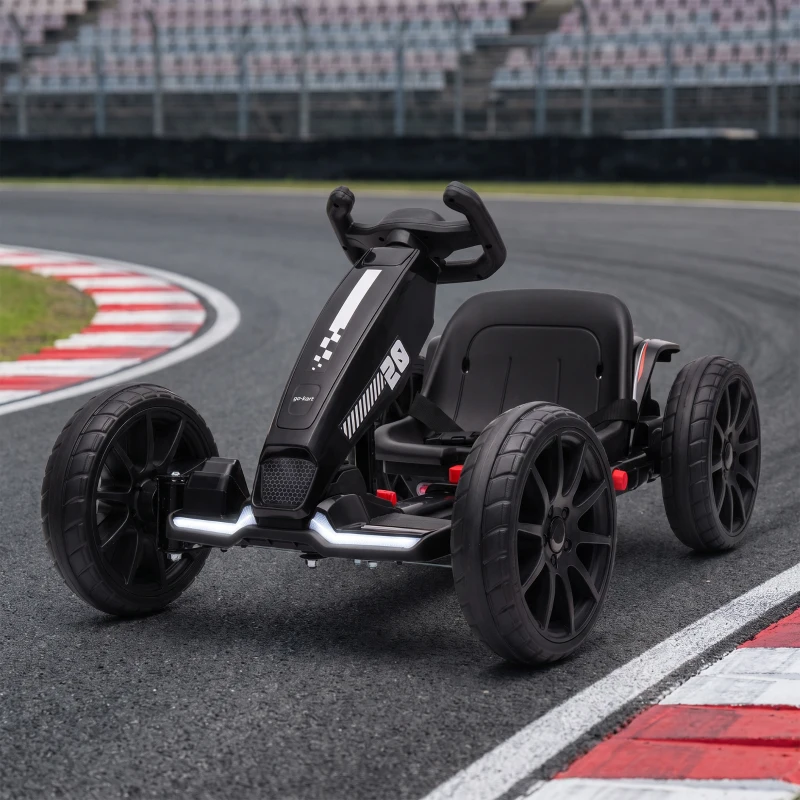 AIYAPLAY Elektro Go-Kart für Kinder 12V Gokart mit 2 Motoren, 4-fach verstellbarem Sitz Sanftanlauf EVA-Räder LED-Scheinwerfer
