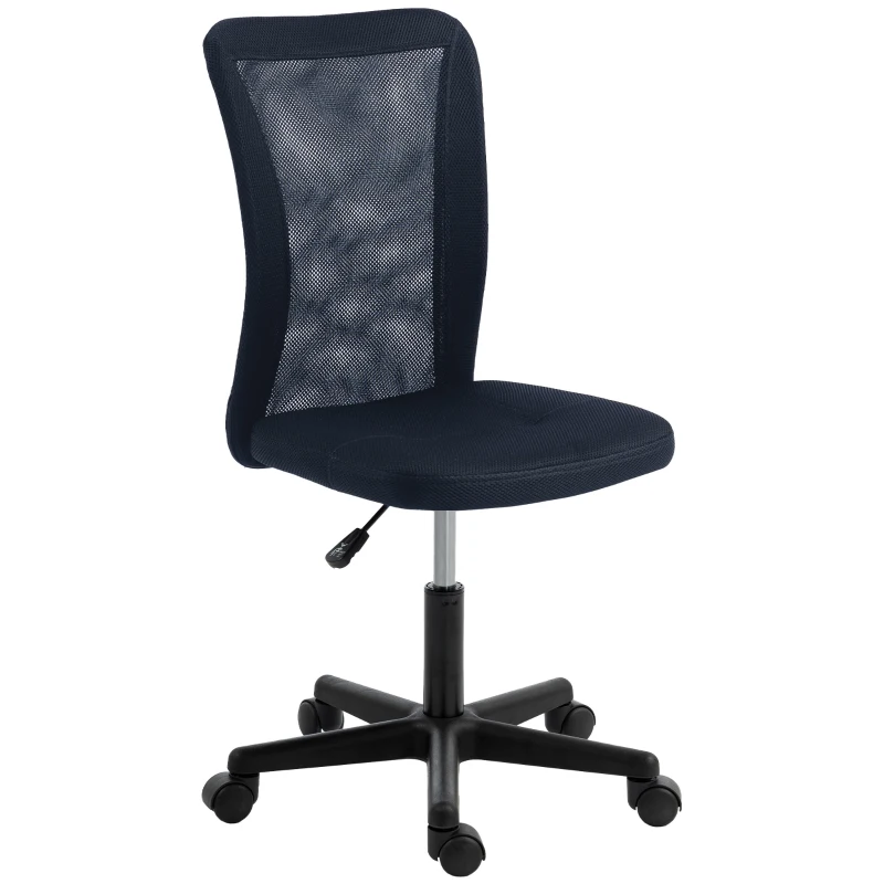 Vinsetto Computer Desk Chair, Mesh Office Chair with Adjustable Height and Swivel Wheels, Armless Study Chair, Dark Grey