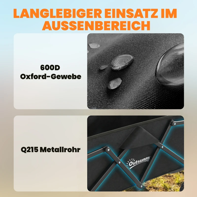 Outsunny Bollerwagen Faltbarer Handwagen Gartenwagen Transportwagen mit Griff Verstellbarer Griffhöhe Getränkehalter Schwarz