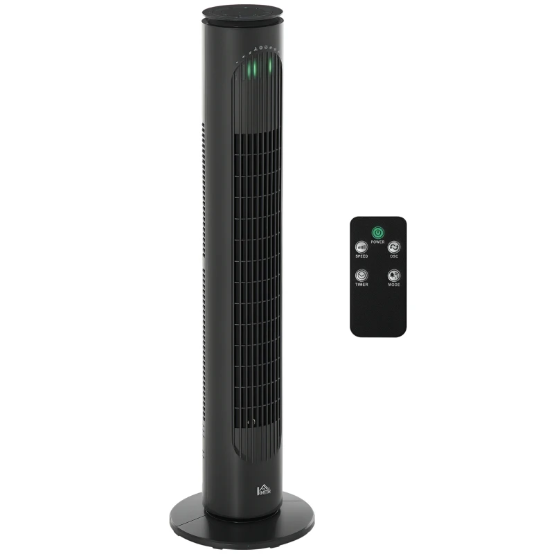HOMCOM Ventilateur colonne 45W télécommande minuterie 3 modes 3 vitesses tour oscillant silencieux Ø 22 x 77 cm gris foncé