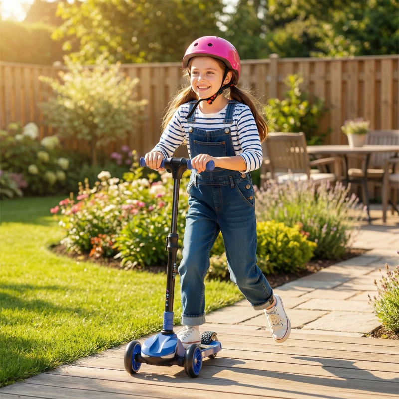 AIYAPLAY Three-Wheel Foldable Electric Scooter for Kids Aged 6-10 Years, Blue