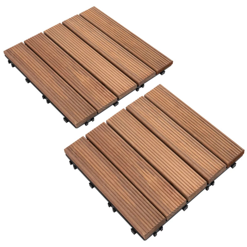 Outsunny Dalles terrasse - caillebotis - Lot de 54 pcs, Surface Max. 5 m²- emboîtables, Installation très Simple