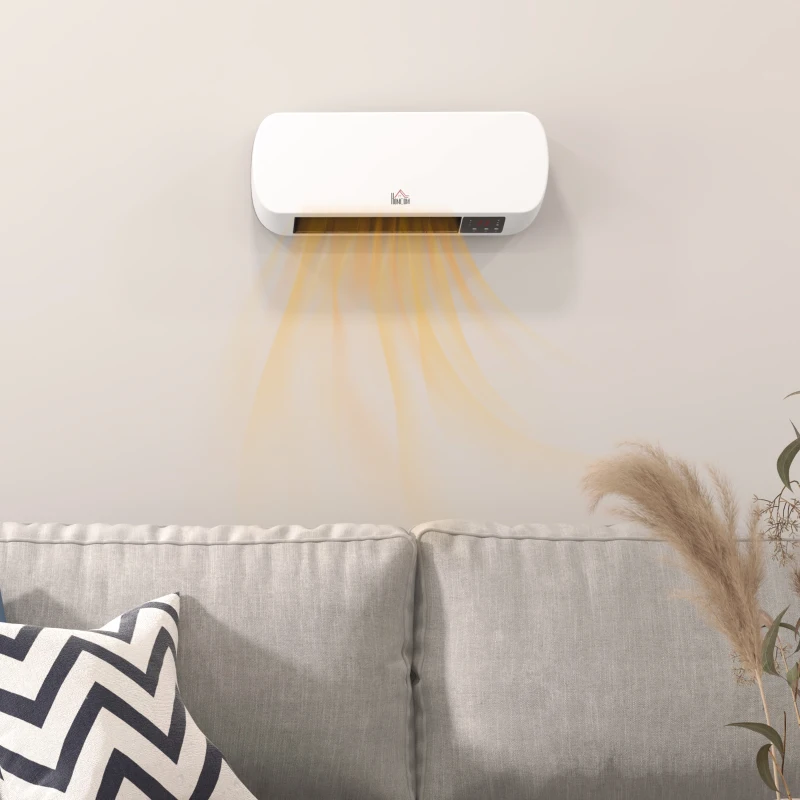 HOMCOM 2000W Wall Mounted Ceramic Space Heater, 10-49°C Temperature, White