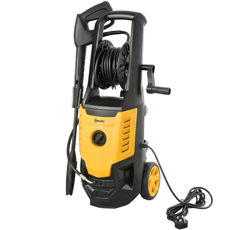Outsunny 2200W High Pressure Washer, 170 Bar Pressure Washer with Adjustable Nozzle and 6M Hose, 33 x 31.5 x 80.5 cm, Yellow