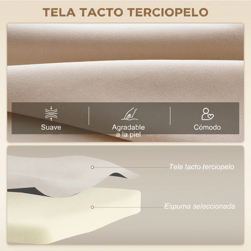 HOMCOM Sofá Cama Convertible 4 en 1 2 Plazas Plegable con Respaldo Ajustable, Almohadas, 102x73x81 cm, Beige Claro