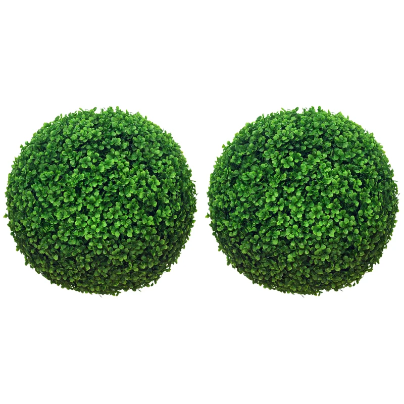 HOMCOM Lot de 2 boules de buis artificielles de 40 cm décoration pour intérieur ou extérieur vert