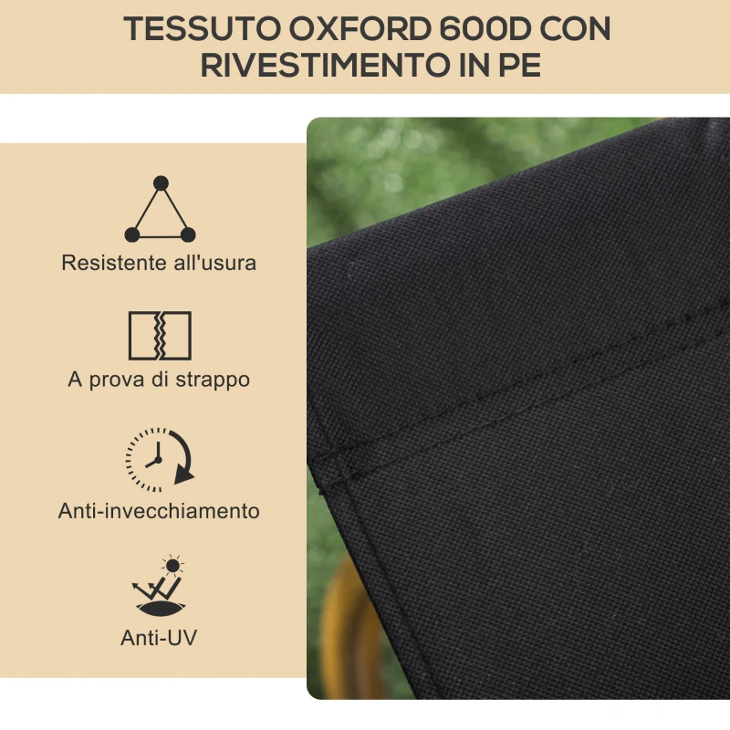 Outsunny Set 2 Sedie per Esterni Pieghevoli con Braccioli in Tessuto Oxford e Acciaio, Nero