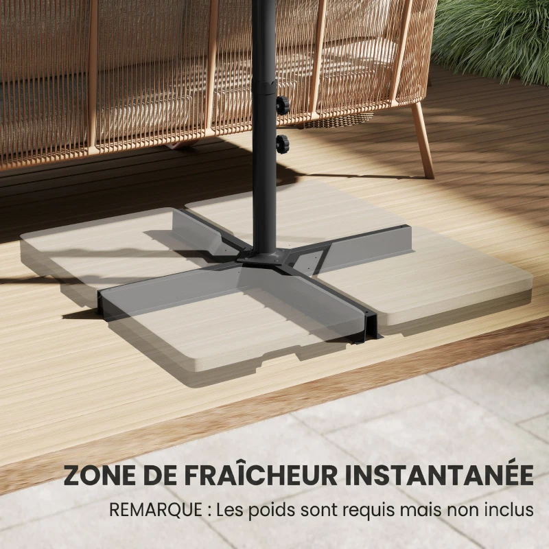 Outsunny Grande Parasol de Jardin Exterieur 4,6 x 2,7 m avec Pied en Croix, Parasol Double avec Manivelle, pour Terrasse, Café