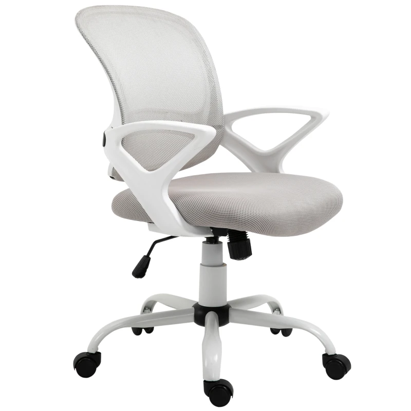 Vinsetto Silla de Oficina Silla de Escritorio de Malla Transpirable Basculante con Altura Ajustable Asiento Giratorio 360° y Soporte Lumbar 61x61x89-99 cm Gris