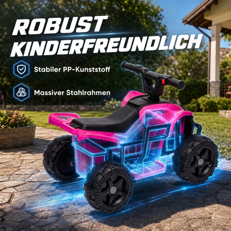 AIYAPLAY Kinder Quad Elektro 6V Kinderquad mit Lithium-Akku Vorwärtsfunktion Lenkerknopf-Steuerung 1,5-2 Jahre Hellrot