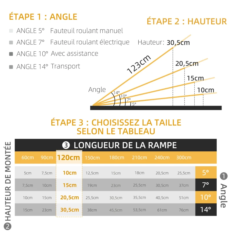 HOMCOM Rampe de chargement rampe d'accès pour fauteuil roulant pliable antidérapante capacité de chargement 270 kg