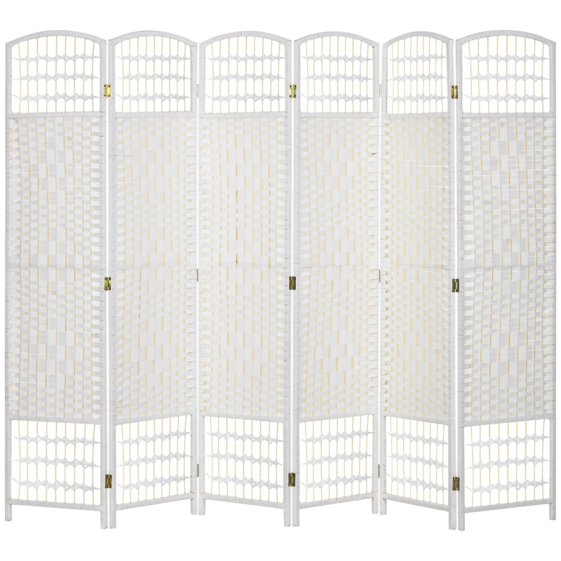 HOMCOM Paravan de Interior Pliabil cu 6 Panouri, 240 x 170 cm, Alb