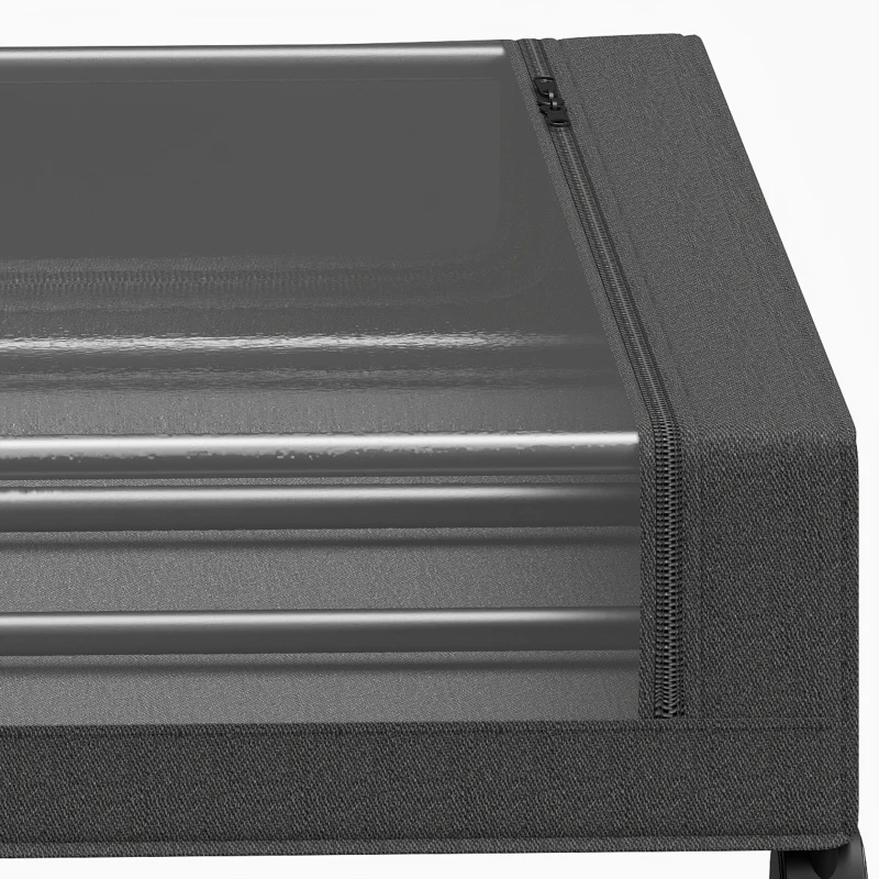 HOMCOM Set 2 scatole portaoggetti sottoletto con ruote e zip, 40 L, 78x44x16 cm, nero