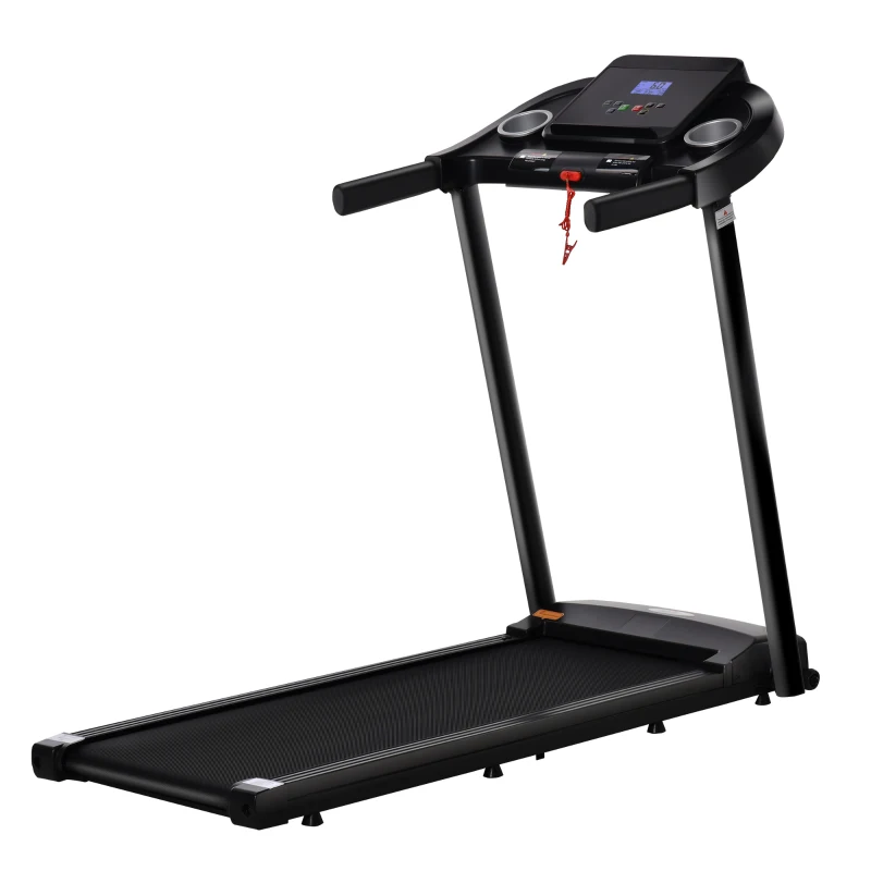 HOMCOM Cinta de Correr para Casa 1-12 KM/H 1,5HP con 12 Programas Ruedas Pantalla LED y Soporte para Móvil para Hogar Oficina