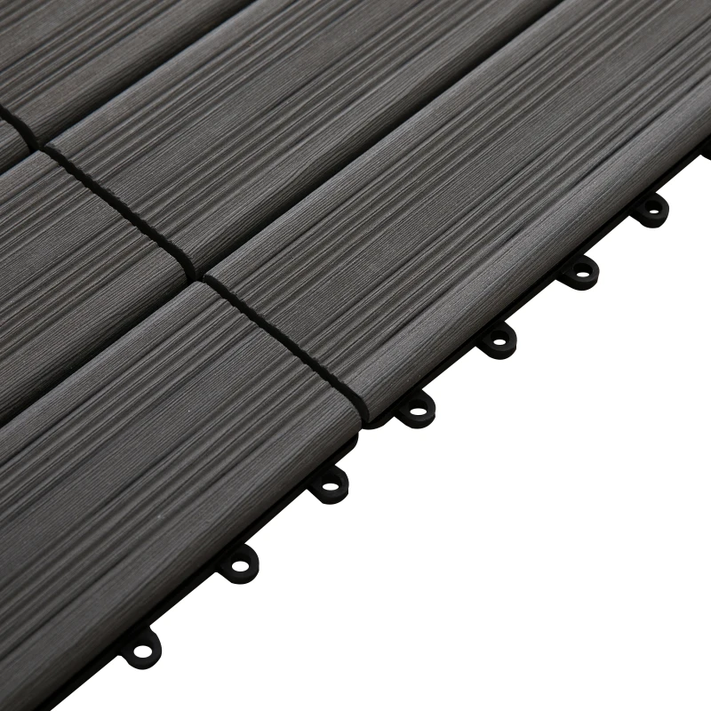 Outsunny Piastrelle da Giardino Incastrabili Set da 11 Mattonelle per Esterno 30x30cm Grigio