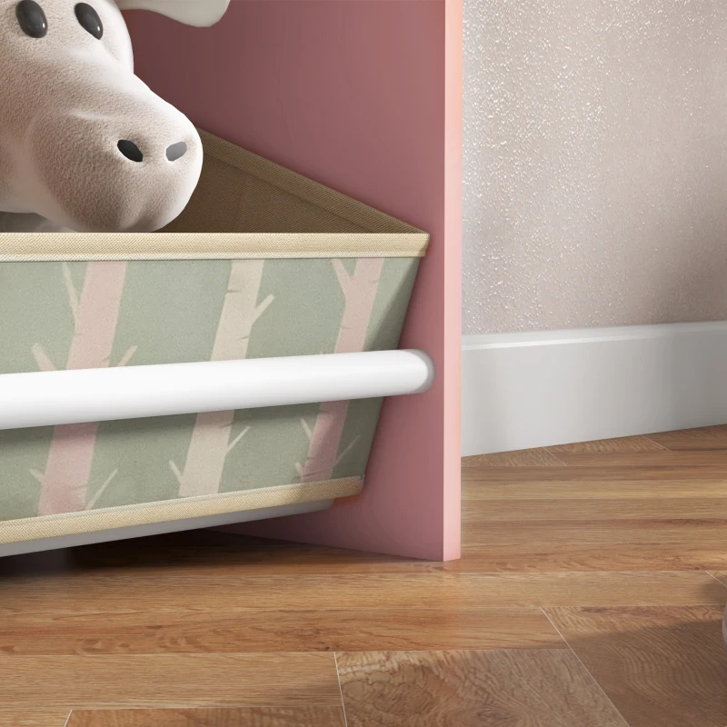ZONEKIZ Organizador Infantil Estantería para Juguetes con Estantes Abiertos y 2 Cajas Extraíbles 62,4x26,5x90 cm Rosa