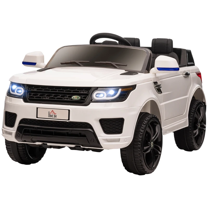 HOMCOM Macchina Elettrica per Bambini 3-6 Anni con Telecomando, Luci LED e Clacson, in PP e Metallo, 110x68x52 cm, Bianco