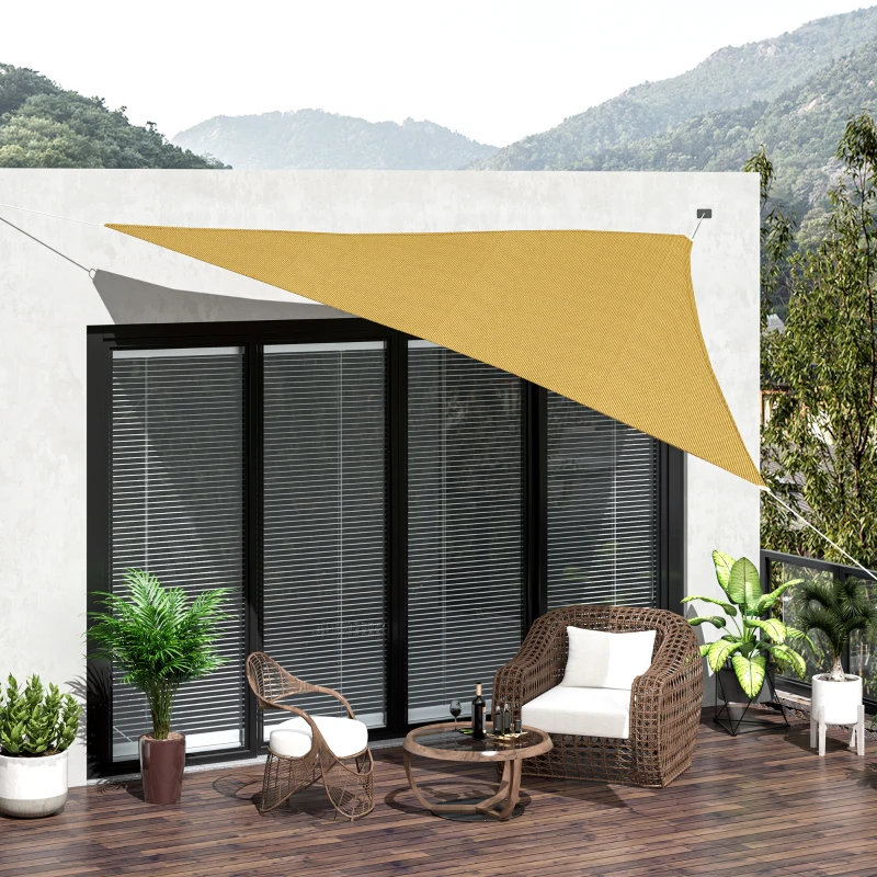 Outsunny Voile d'ombrage Triangulaire Grande Taille 5 x 5 x 5 m polyéthylène Haute densité résistant aux UV Coloris sable