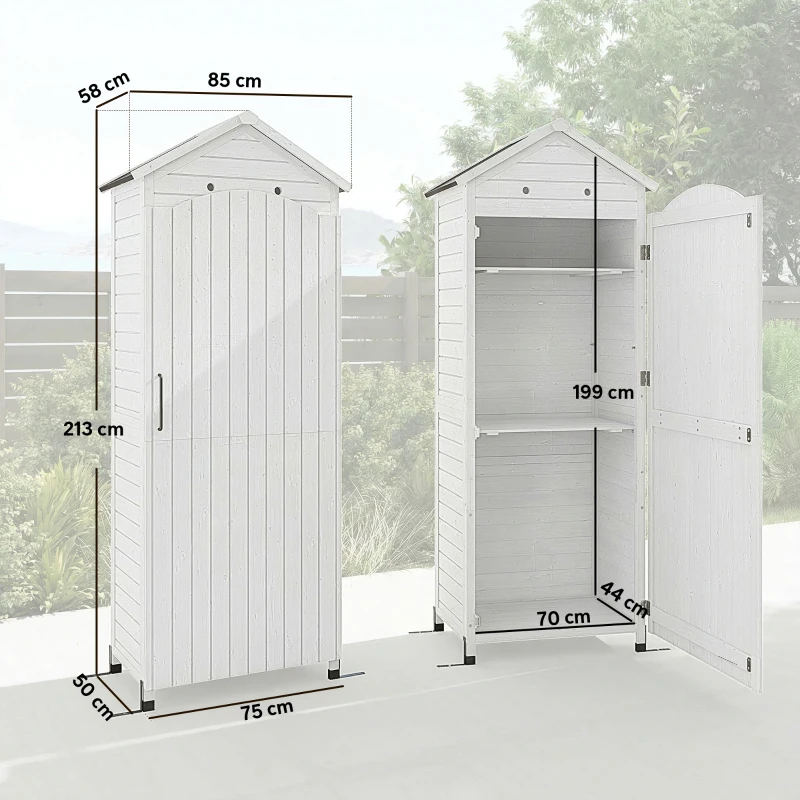Outsunny Gartenschrank Holz extra hohe Geräteschuppen mit verstellbar Ablage magnetisch Tür galvanisiert Dach Belüftung
