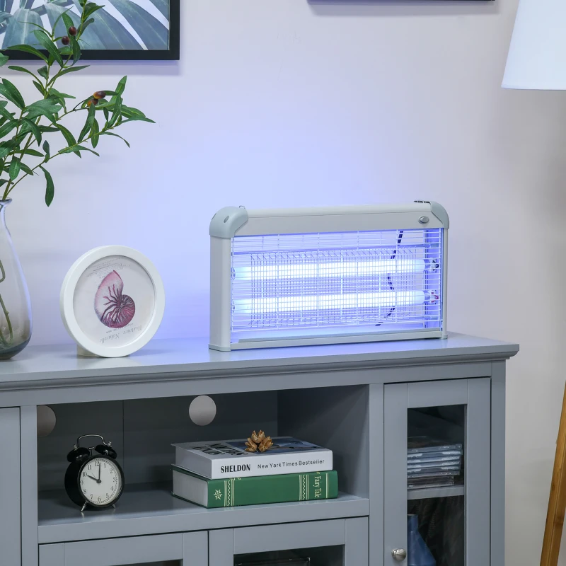 Outsunny Lampe anti-moustique, tueur d'insectes électrique UV 30W, tue-mouche électrique, piège à moustique, efficace sur une surface de 60 m², pour intérieur et extérieur, gris