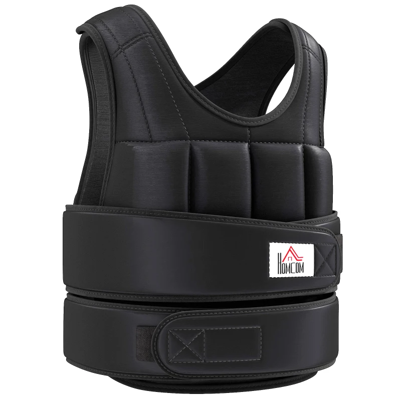 HOMCOM Vestă cu Greutăți 10 Kg, Unisex, 38 Greutăți Individuale, Căptușeală, Închidere Velcro, Negru