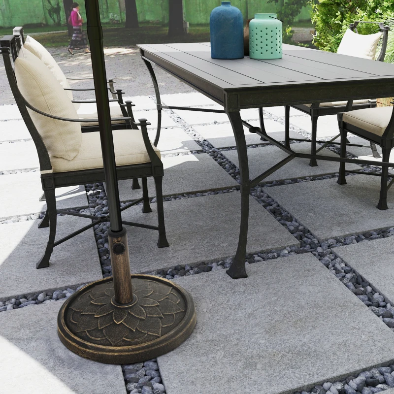 Outsunny Base per Ombrellone da 12 kg con Manovella Integrata, in Resina, Metallo e Cemento, Ø46x34 cm, Bronzo