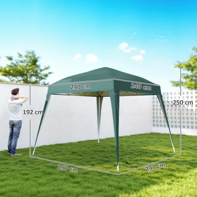 Outsunny Tonnelle barnum de jardin pop-up pliant 2,4 x 2,4 m acier polyester anti UV avec sac de transport vert foncé