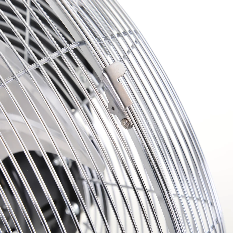 HOMCOM 18" Chrome Metal Floor Fan with Tilting, High Velocity, 3 Speed, Portable Gym Fan for Home Office, Silver