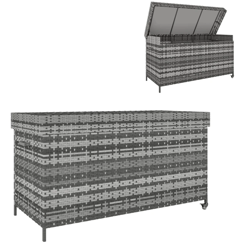 Outsunny 627 L Rattan Storage Box - Dark Grey