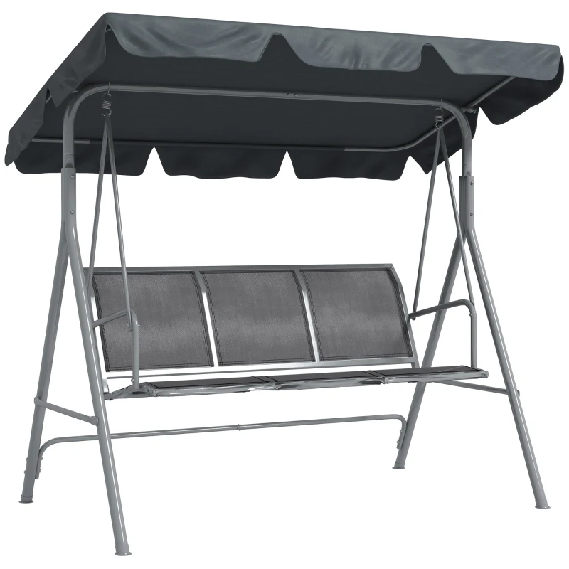 Outsunny Balancelle de Jardin 3 Places Toit imperméabilisé Inclinaison réglable Assise et Dossier Ergonomique Acier